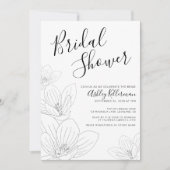 Invitation Elégante Fête des mariées florale noire blanche (Devant)