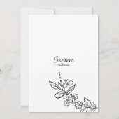 Invitation Elégante Fête des mariées florale noire blanche si (Dos)