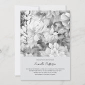 Invitation Elégante Fête des mariées florale noire et blanche (Devant)