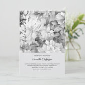 Invitation Elégante Fête des mariées florale noire et blanche (Debout devant)