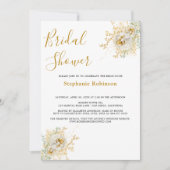 Invitation Elégante Fête des mariées Florale Or (Devant)