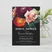 Invitation Elégante Fête des mariées florale orange bordeaux  (Debout devant)