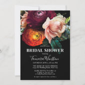 Invitation Elégante Fête des mariées florale orange bordeaux  (Devant)