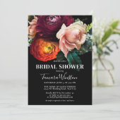 Invitation Elégante Fête des mariées florale orange bordeaux  (Debout devant)