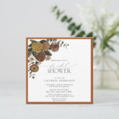 Invitation Élégante Fête des mariées Florale Orange Brûlée (Debout devant)