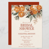 Invitation Élégante Fête des mariées florale Orange Citrus