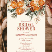 Invitation Élégante Fête des mariées florale Orange Citrus