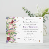 Invitation Élégante Fête des mariées florale papillon (Debout devant)