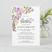Invitation Élégante Fête des mariées Florale pourpre Dusty (Debout devant)