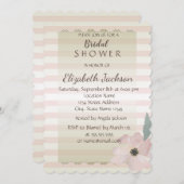 Invitation Élégante Fête des mariées florale rayée chic (Devant / Derrière)