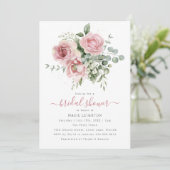 Invitation Élégante Fête des mariées florale rose (Debout devant)