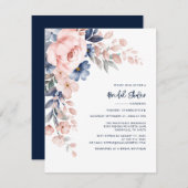 Invitation Élégante Fête des mariées florale rose (Devant / Derrière)