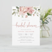 Invitation Élégante Fête des mariées florale rose (Debout devant)