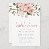 Invitation Élégante Fête des mariées florale rose (Devant / Derrière)