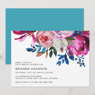 Invitation Élégante Fête des mariées Florale Rose