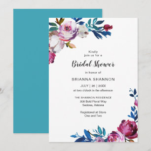 Invitation Élégante Fête des mariées Florale Rose