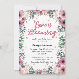 Invitation Élégante Fête des mariées florale rose