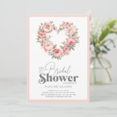 Invitation Élégante Fête des mariées florale rose (Debout devant)