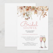 Invitation Élégante Fête des mariées florale rose doux (Devant / Derrière)