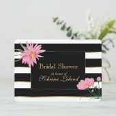 Invitation Élégante Fête des mariées florale rose noire (Debout devant)