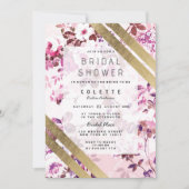 Invitation Elégante Fête des mariées florale rose or (Devant)
