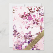 Invitation Elégante Fête des mariées florale rose or (Dos)