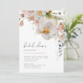 Invitation Élégante Fête des mariées florale rose pâle (Debout devant)