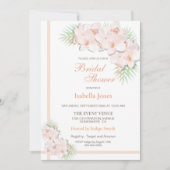 Invitation Élégante Fête des mariées florale rose pâle (Devant)