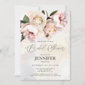 Invitation Élégante Fête des mariées florale rose pâle (Devant)