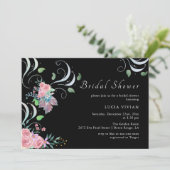 Invitation Élégante Fête des mariées florale rose pâle (Debout devant)