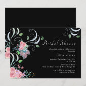 Invitation Élégante Fête des mariées florale rose pâle (Devant / Derrière)