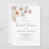 Invitation Élégante Fête des mariées florale rose pâle (Devant)