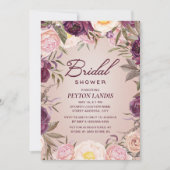 Invitation Élégante Fête des mariées florale rose pourpre (Devant)