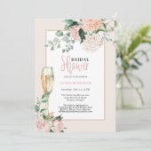 Invitation Élégante Fête des mariées florale rose rose rose d (Debout devant)