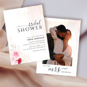 Invitation Élégante Fête des mariées florale rose rouge et or