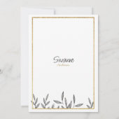 Invitation Elégante Fête des mariées florale simple or blanc (Dos)