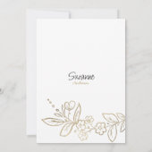 Invitation Elégante Fête des mariées florale simple or blanc (Dos)