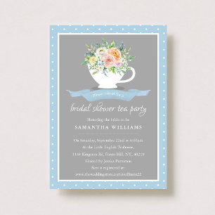 Invitation Elégante Fête des mariées Florale Teacup Tea Party