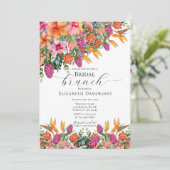 Invitation Élégante Fête des mariées florale tropicale rose-o (Debout devant)