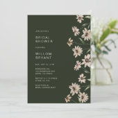 Invitation Elégante Fête des mariées florale verte (Debout devant)