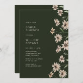 Invitation Elégante Fête des mariées florale verte (Devant / Derrière)