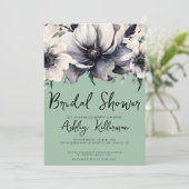Invitation Élégante Fête des mariées florale verte Sage (Debout devant)