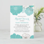 Invitation Élégante Fête des mariées florale verte turquoise  (Debout devant)