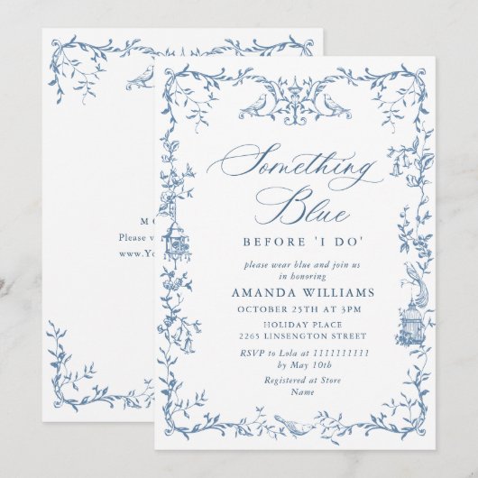 Invitation Elégante Fête des mariées florale victorienne orné (Devant / Derrière)