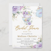 Invitation Élégante Fête des mariées florale violet haute Tea (Devant)