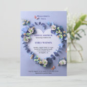 Invitation Élégante Fête des mariées florale violette et rose (Debout devant)