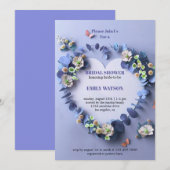 Invitation Élégante Fête des mariées florale violette et rose (Devant / Derrière)