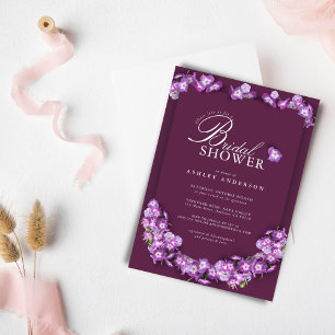 Invitation Élégante Fête des mariées florale violette Lilac F