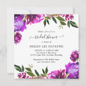 Invitation Élégante Fête des mariées florale violette moderne (Devant)