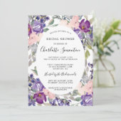 Invitation Élégante Fête des mariées florale violette rose (Debout devant)